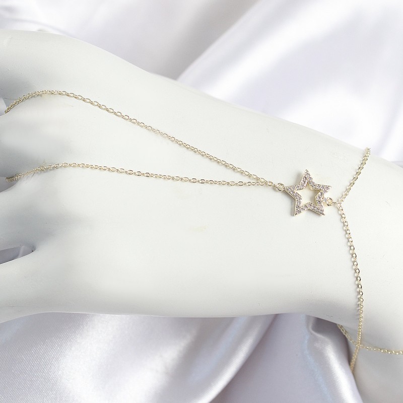 Pirinç Zirkon Taşlı Yıldız Model Gold Renk Kadın Şahmeran