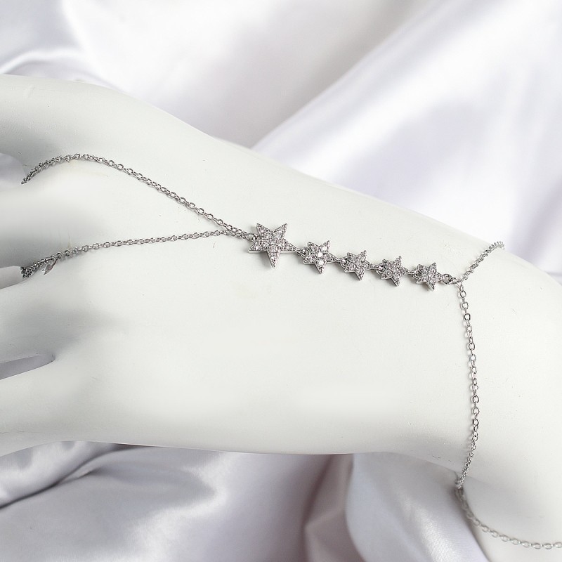 Pirinç Zirkon Taşlı Yıldız Model Gümüş Renk Kadın Şahmeran