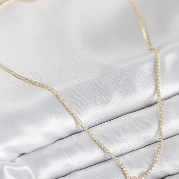 Pirinç Zirkon Taşlı Yonca Model Gold Renk Kadın Kolye