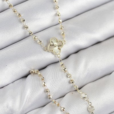 Pirinç Zirkon Taşlı Yonca Model Gold Renk Kadın Y Kolye