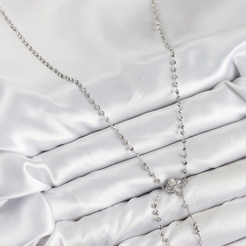 Pirinç Zirkon Taşlı Yonca Model Gümüş Renk Kadın Y Kolye