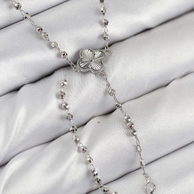 Pirinç Zirkon Taşlı Yonca Model Gümüş Renk Kadın Y Kolye