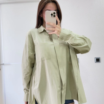 Poplin   Yakalı Yandan Yırtmaçlı Arka Pens Detaylı Gömlek - Yeşil -