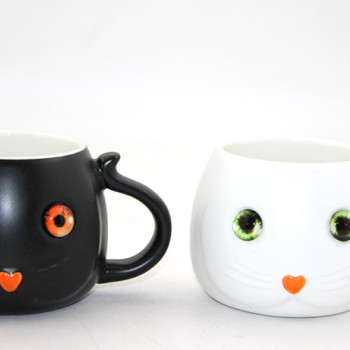 Porselen Kedili Kupa Bardak