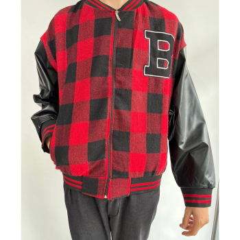 Pötikare Desen Nakışlı Kolej Ceket - Kırmızı