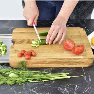 Pratik Tepsili Ahşap Kesme Tahtası 