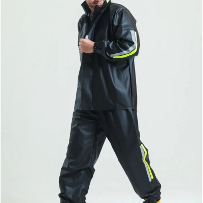 Premium Motorcu Kurye Yağmurluk Takım Su Geçirmez PVC Kumaş Reflektörlü TÜBİTAK Onaylı - Siyah -