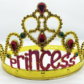 Prenses Yazılı Altın Renk Ayarlanabilir Parti Tacı