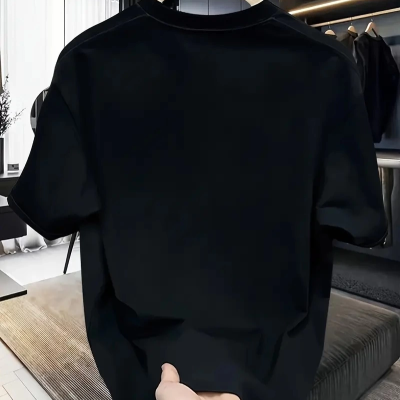 Rahat Bisiklet Yaka Tişört, Yaratıcı Karikatür Baskı Siyah -