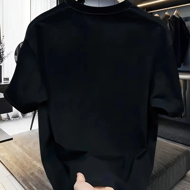 Rahat Bisiklet Yaka Tişört, Yaratıcı Karikatür Baskı Siyah -