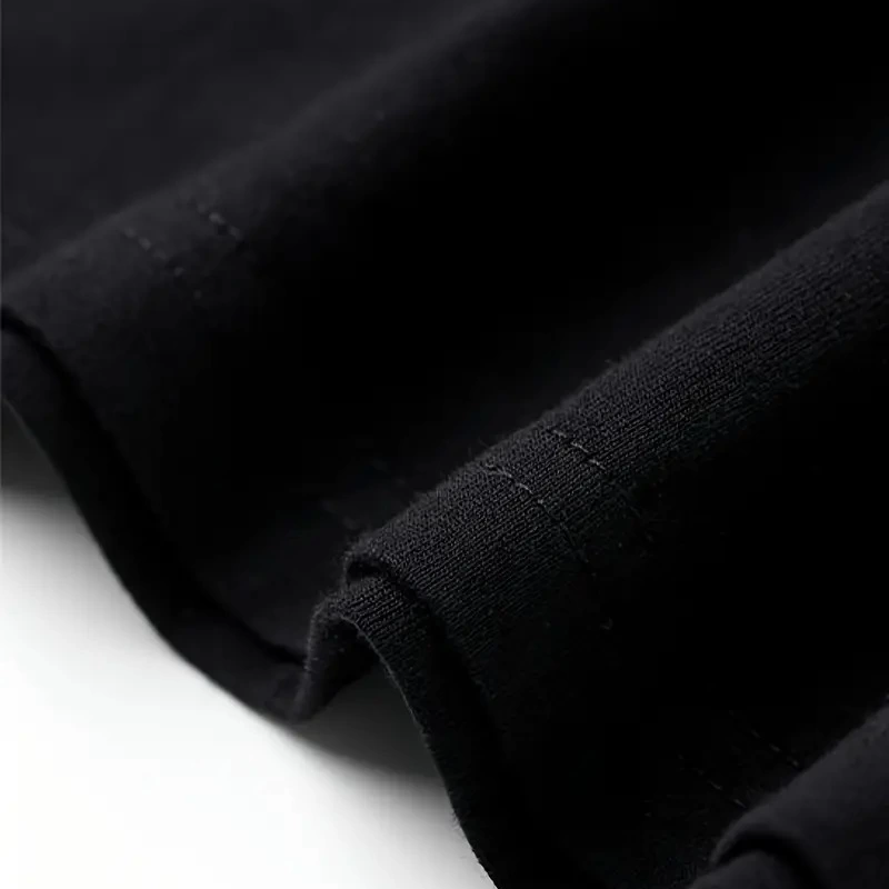 Rahat Bisiklet Yaka Tişört, Yaratıcı Karikatür Baskı Siyah -