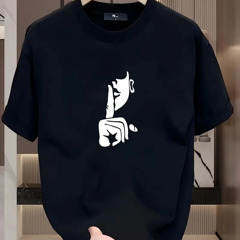 Rahat Bisiklet Yaka Tişört, Yaratıcı Karikatür Baskı Siyah -