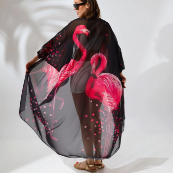 Rahat Kesim Şifon Kimono - Siyah -