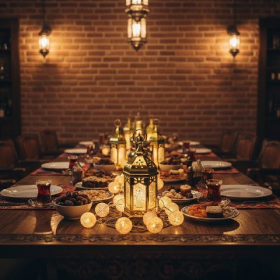 Ramazan Temalı Büyük Boy Altıgen Kubbe LED Lamba 