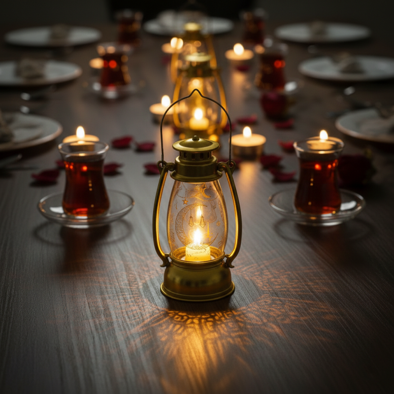 Ramazan Temalı Gold Gaz Lambası LED Işık 