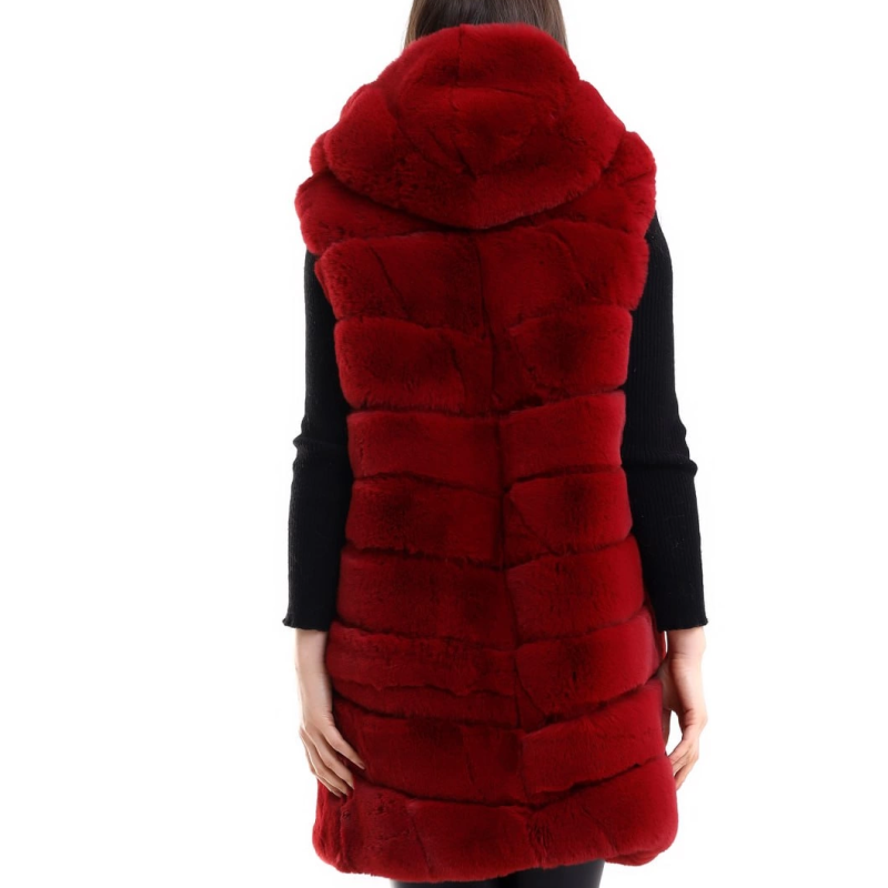 Reks Kapüşonlu Yelek - Kırmızı -