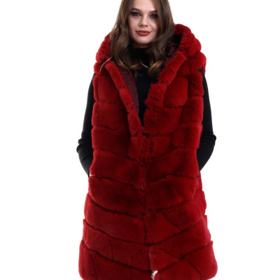 Reks Kapüşonlu Yelek - Kırmızı -