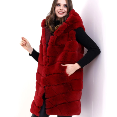 Reks Kapüşonlu Yelek - Kırmızı -