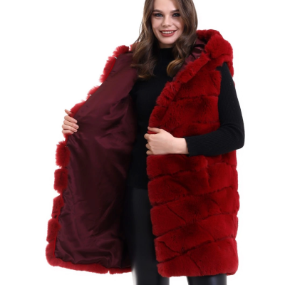 Reks Kapüşonlu Yelek - Kırmızı -