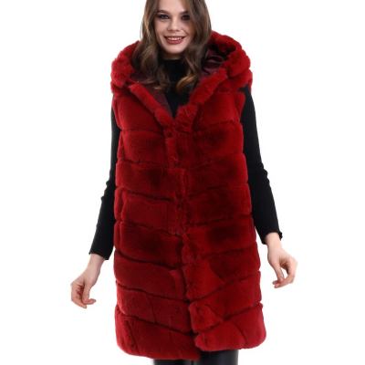 Reks Kapüşonlu Yelek - Kırmızı -