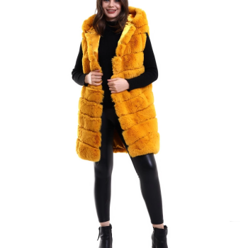 Reks Kapüşonlu Yelek - Sarı -