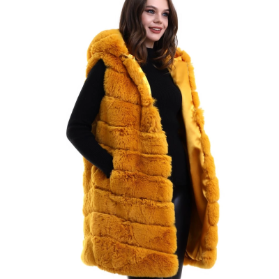 Reks Kapüşonlu Yelek - Sarı -