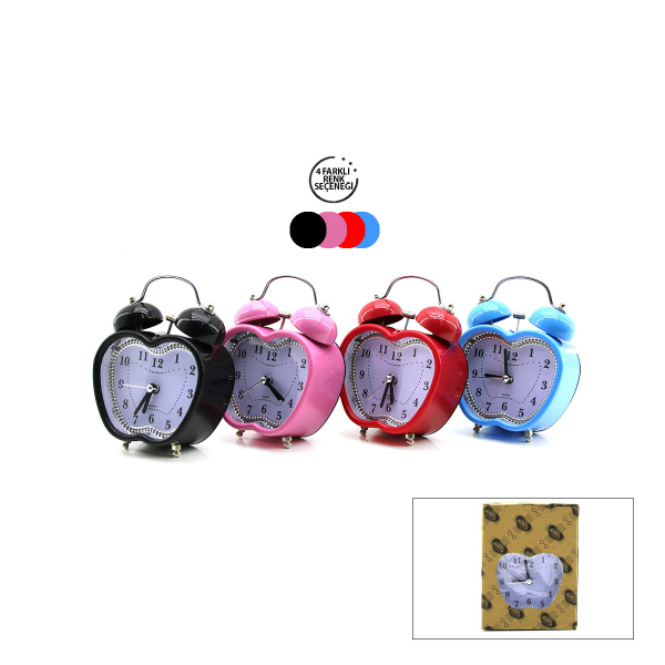 Renkli Kalp Masa Çalar Saati