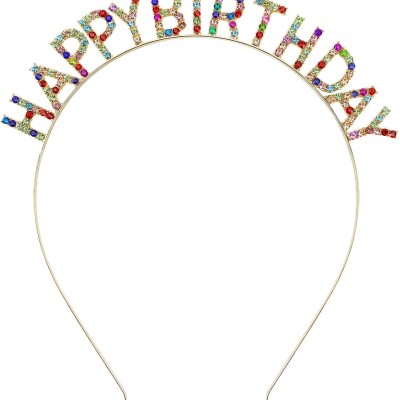 Renkli Kristal Taşlı Lüks Happy Birthday Taçı