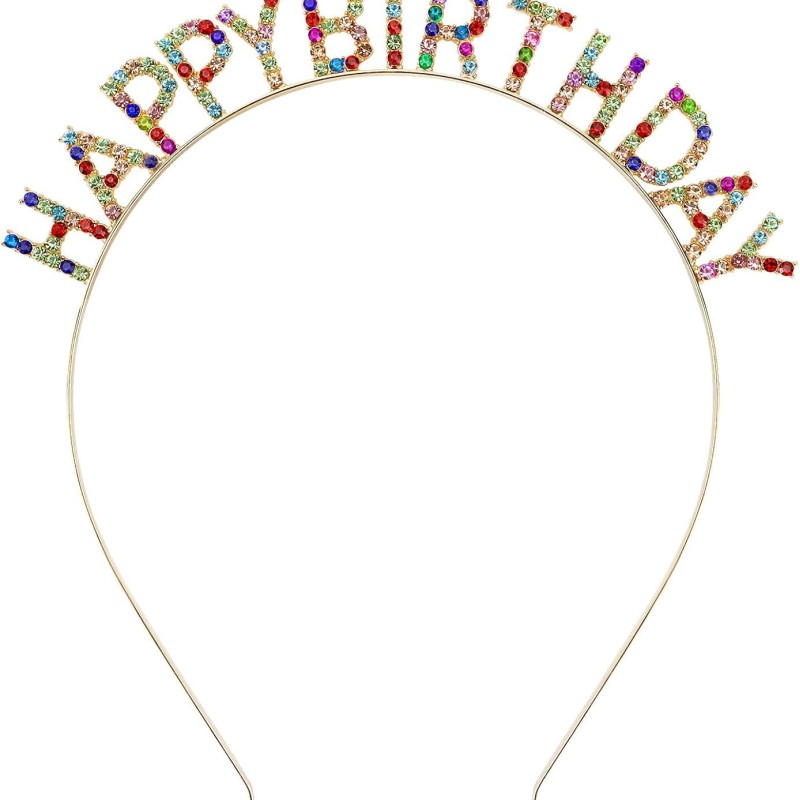 Renkli Kristal Taşlı Lüks Happy Birthday Taçı