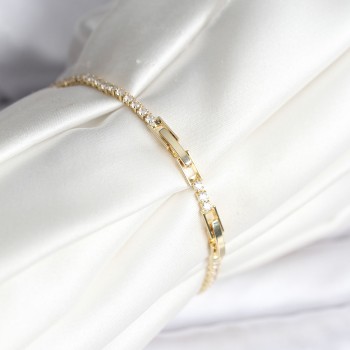 Renkli Yıldız Model Zirkon Taşlı Gold Renk Pirinç Su Yolu Kadın Bileklik