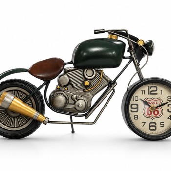 Retro Motosiklet Tasarımlı Duvar Saati - Metal - 44x24 cm Dekoratif Obje