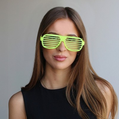 Retro Neon Fosforlu Panjur Gözlük - 12 Adet