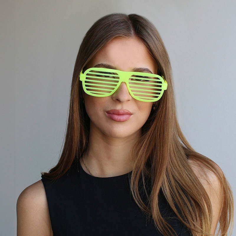 Retro Neon Fosforlu Panjur Gözlük - 12 Adet