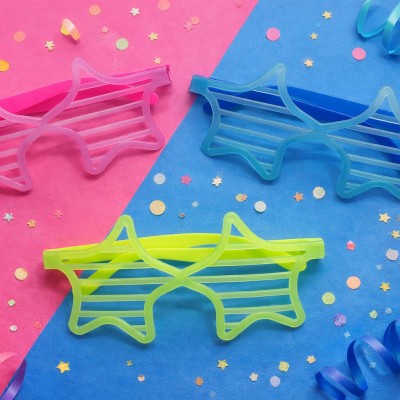 Retro Neon Fosforlu Yıldız Panjur Gözlük - 12 Adet
