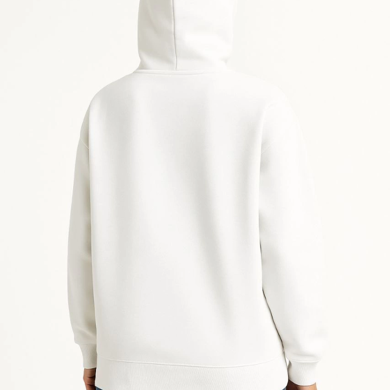 Samuray Ninja Çift Kapşonlu ZIP Fermuarlı Kanguru Çepli Hoodie Maske detaylı  sweatshirt - Beyaz