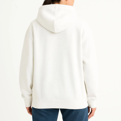 Samuray Ninja Çift Kapşonlu ZIP Fermuarlı Kanguru Çepli Hoodie Maske detaylı  sweatshirt - Beyaz