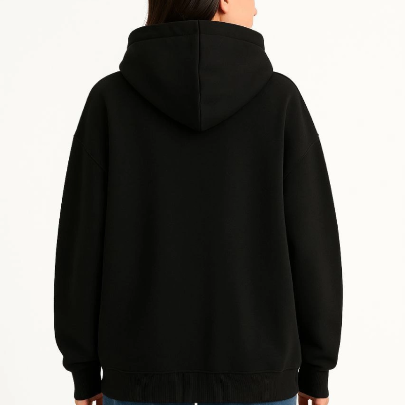Samuray Ninja Çift Kapşonlu ZIP Fermuarlı Kanguru Çepli Hoodie Maske detaylı  sweatshirt - Siyah