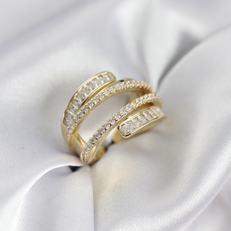 Sarmal Zirkon Baget Taşlı Gold Renk Kadın Yüzük