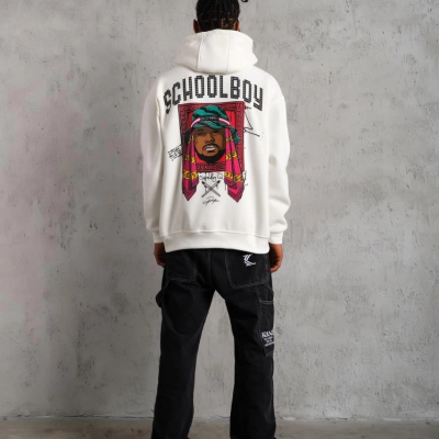SCHOOL BOY Baskılı Kapüşonlu Sweat - Beyaz -