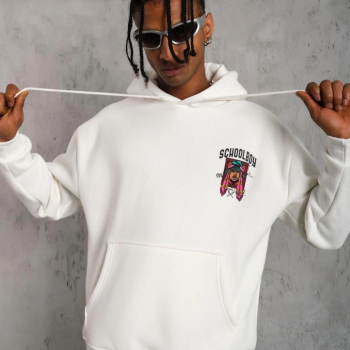 SCHOOL BOY Baskılı Kapüşonlu Sweat - Beyaz -