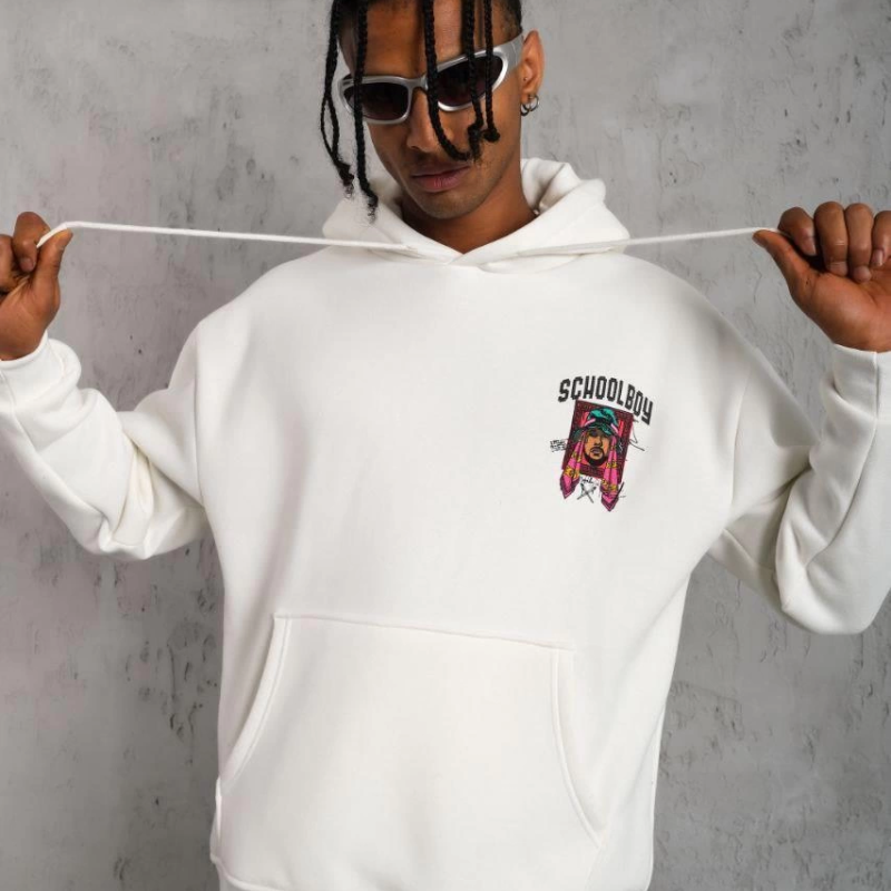 SCHOOL BOY Baskılı Kapüşonlu Sweat - Beyaz -