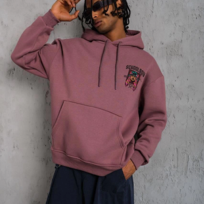 SCHOOL BOY Baskılı Kapüşonlu Sweat - Gül Kurusu