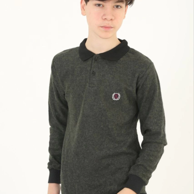 Selanik Yaka Nakışlı Kazak - Haki -