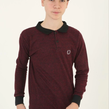 Selanik Yaka Nakışlı Kazak - Kırmızı -