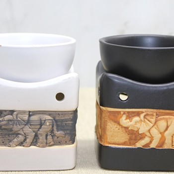 Seramik Fil Kabartmalı Buhurdanlık 