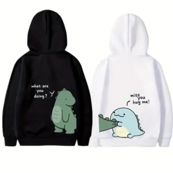 Sevgililer Günü Baskılı Oversize Kapüşonlu Sweatshirt Hoodie - Beyaz
