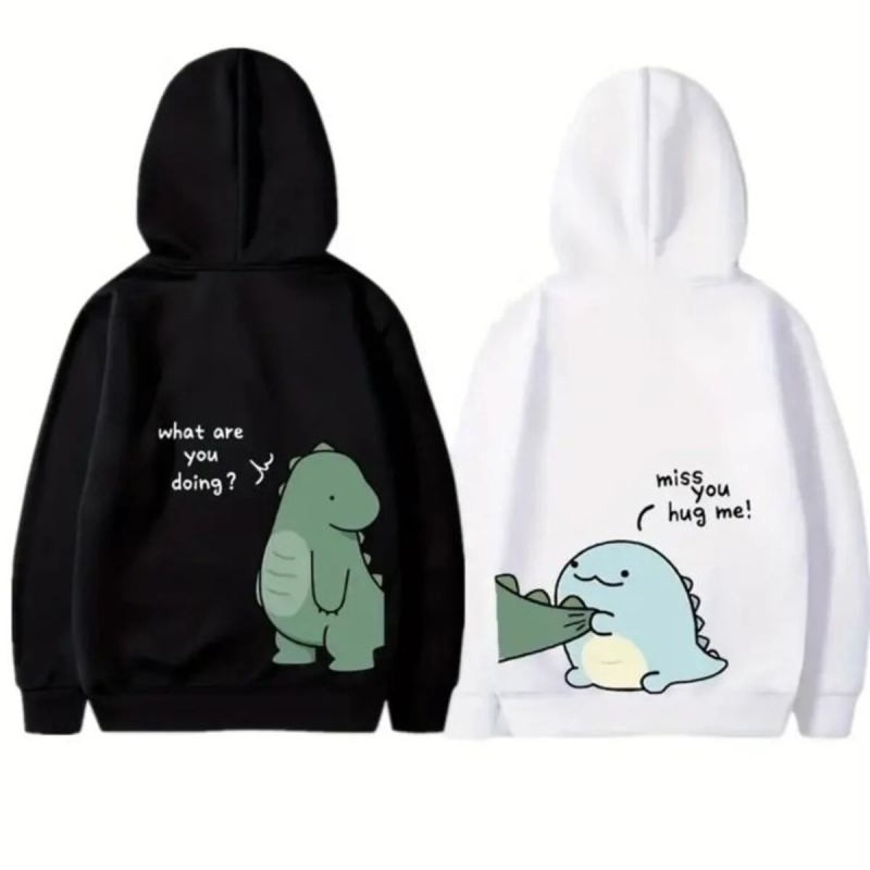 Sevgililer Günü Baskılı Oversize Kapüşonlu Sweatshirt Hoodie - Beyaz