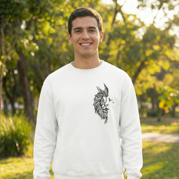 Sevgililer Günü Özel Bisiklet Yaka Baskılı Oversize Sweatshirt - Beyaz