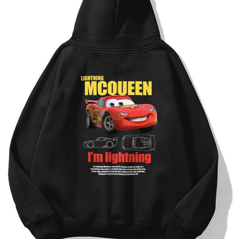 Sevgililer Günü Özel Kapüşonlu Araba Baskılı Oversize Sweatshirt - Siyah