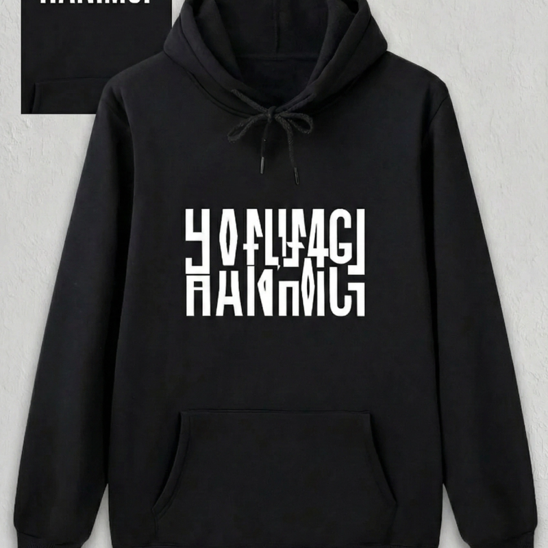 Sevgililer Günü Özel Kapüşonlu Hanımcı Baskılı Oversize Sweatshirt - Siyah